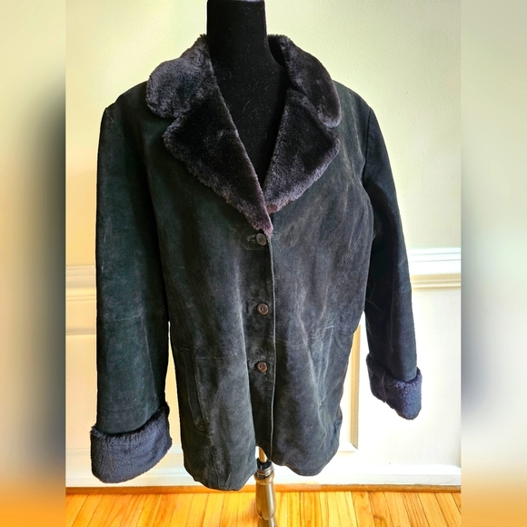 Women's Soft Leather Pacific Rose Coat - Black, Size XL - Vintage - Picture 1 of 9